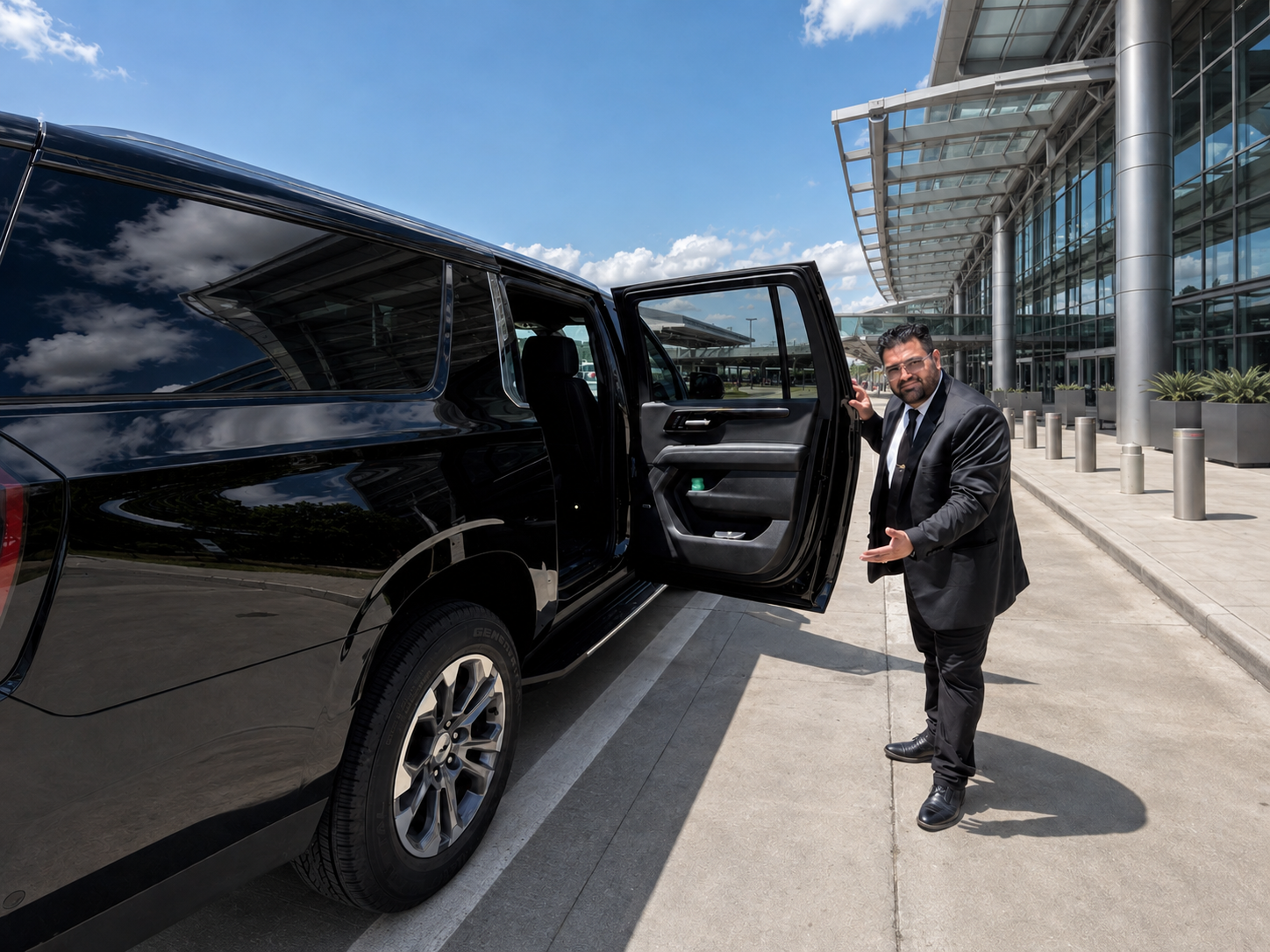 Euvico Executive chauffeur welcoming an airport passenger